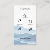 Moderne Blauwe Waterverf Bruiloft Tijdlijn Informatiekaartje (Voorkant)