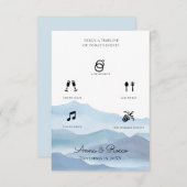 Moderne Blauwe Waterverf Bruiloft Tijdlijn Informatiekaartje (Voorkant / Achterkant)