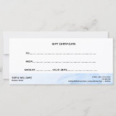 Moderne blauwe waterverf Certificate Cadeaubon Kaa (Achterkant)