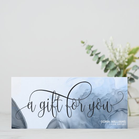 Moderne blauwe waterverf Certificate Cadeaubon Kaa (Staand voorkant)