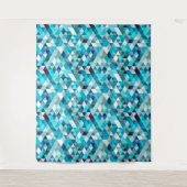 Moderne blauwe Waterverf driehoek Abstract patroon Wandkleed (Voorkant)