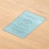 Moderne Blauwe Waterverf Elegante bruiloft Acryl Uitnodigingen (Laagn)