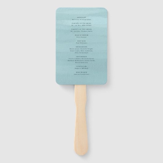 Moderne Blauwe Waterverf Elegante bruiloft Handwaaier (Achterkant)