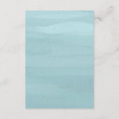 Moderne Blauwe Waterverf Elegante bruiloft Informatiekaartje (Achterkant)