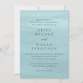 Moderne Blauwe Waterverf Elegante bruiloft Kaart (Voorkant)