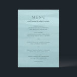 Moderne Blauwe Waterverf Elegante bruiloft Menu<br><div class="desc">Modern huwelijksmenu met uw dinermenu op een abstracte waterverf achtergrond.</div>