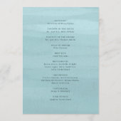 Moderne Blauwe Waterverf Elegante bruiloft Programmakaart (Achterkant)