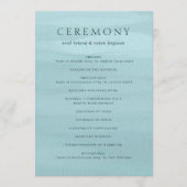 Moderne Blauwe Waterverf Elegante bruiloft Programmakaart (Voorkant)