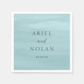 Moderne Blauwe Waterverf Elegante bruiloft Servet (Voorkant)