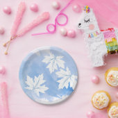 Moderne blauwe waterverf en paarse bladeren papieren bordje (Feest)