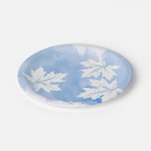 Moderne blauwe waterverf en paarse bladeren papieren bordje (Gekanteld)