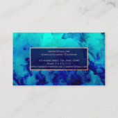 Moderne blauwe waterverf goudmake-up roos visitekaartje (Achterkant)