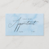 Moderne blauwe waterverf make-up & haar afsprakenkaartje (Voorkant)