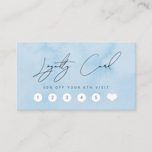 Moderne blauwe waterverf make-up & haar klantenkaartje (Voorkant)