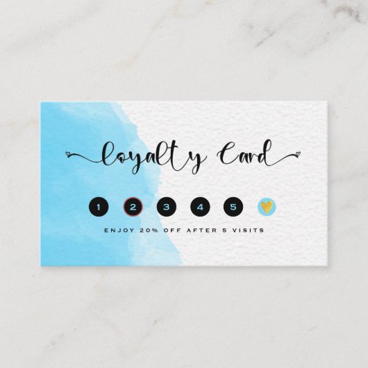 Moderne blauwe Waterverf Mode Klantenkaartje (Voorkant)