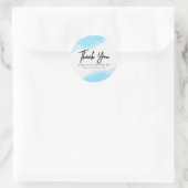 Moderne blauwe Waterverf Mode Ronde Sticker (Tas)