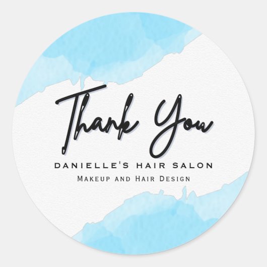 Moderne blauwe Waterverf Mode Ronde Sticker (Voorkant)
