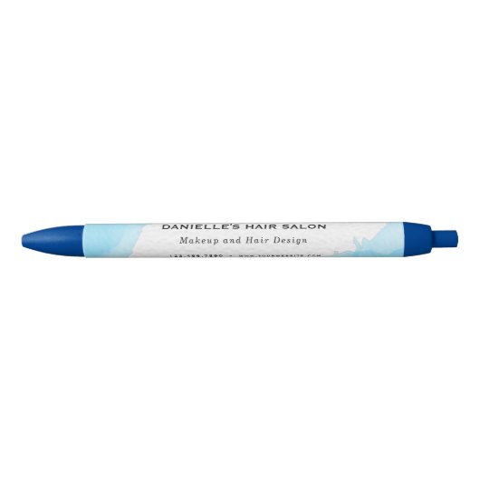 Moderne blauwe Waterverf Mode Zwarte Inkt Pen (Voorkant)