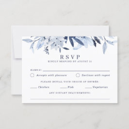 Moderne Blauwe Waterverf RSVP Maaltijdkeuze Select Kaart