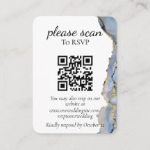 Moderne blauwe Waterverf RSVP met QR-code