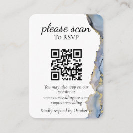 Moderne blauwe Waterverf RSVP met QR-code Informatiekaartje