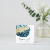 Moderne Blauwe Waterverf Unieke Interieurontwerper Vierkante Visitekaartje (Staand voorkant)