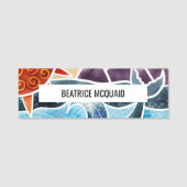 Moderne blauwe Waterverf walvis kust Naamplaatje (Voorkant)