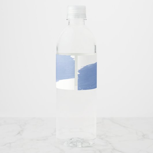 Moderne, blauwe Waterverf Waterfles Etiket (Achterkant)