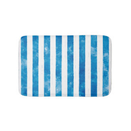 Moderne blauwe Waterverf White Striped Badmat