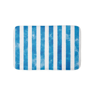 Moderne blauwe Waterverf White Striped Badmat