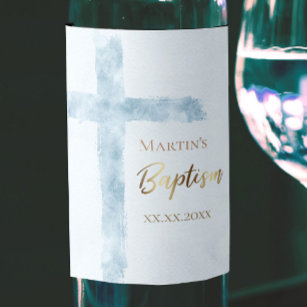 moderne blauwe waterverf wijn etiket