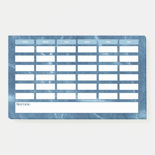 Moderne Blauwe Wekelijkse Rooster Schoolrooster Post-it® Notes (Voorkant)