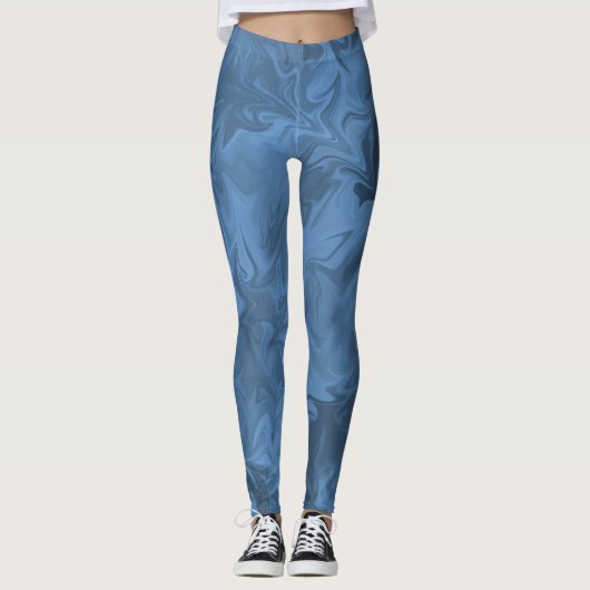 Moderne blauwe werveling leggings (Voorkant)