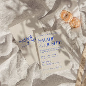 Moderne Blauwe Whimsical Frans Retro Boho Bruiloft Kaart