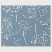Moderne Blauwe Wilde Bloem Cadeaupapier (Vlak)