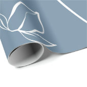 Moderne Blauwe Wilde Bloem Cadeaupapier (Rol Hoek)