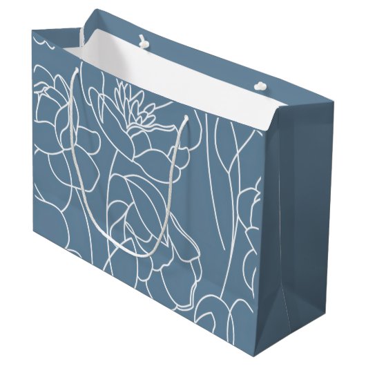 Moderne Blauwe Wilde Bloem Groot Cadeauzakje (Voorkant Gekanteld)