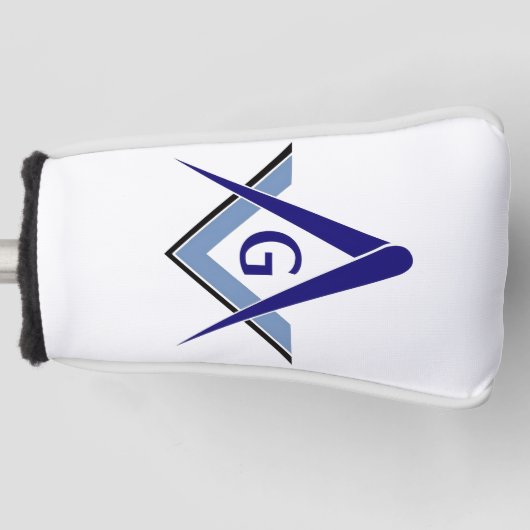 Moderne Blauwe Winkel & Passers Golfheadcover (Voorkant)