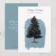 Moderne Blauwe Winter Sneeuw Vintage Kerstboom