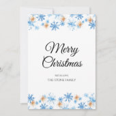 Moderne Blauwe Winter Sneeuwvlok Kerstmis Feestdagenkaart (Voorkant)