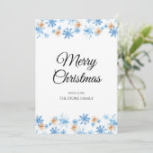 Moderne Blauwe Winter Sneeuwvlok Kerstmis Feestdagenkaart (Staand voorkant)