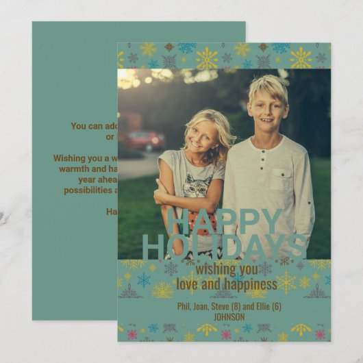 Moderne Blauwe Winter Sneeuwvlok Patroon Kaart (Voorkant / Achterkant)