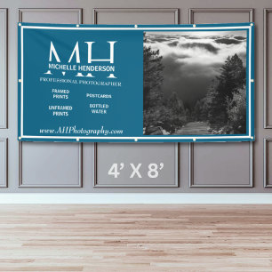 Moderne Blauwe & Witte 1 Afbeelding Kleine Zakelij Spandoek