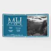 Moderne Blauwe & Witte 1 Afbeelding Kleine Zakelij Spandoek (Horizontaal)