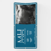 Moderne Blauwe & Witte 1 Afbeelding Kleine Zakelij Spandoek (Verticaal)