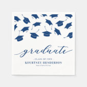 Moderne Blauwe Witte Afstudeerfeest Servet (Voorkant)