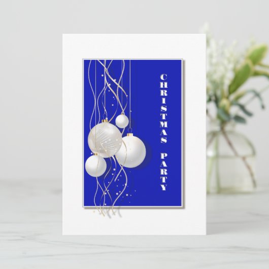 Moderne Blauwe, Witte en Gouden Kerst Kaart (Staand voorkant)