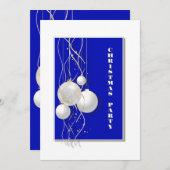 Moderne Blauwe, Witte en Gouden Kerst Kaart (Voorkant / Achterkant)