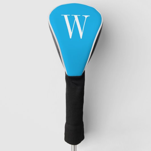 Moderne blauwe & witte gepersonaliseerde  golfheadcover (Voorkant)