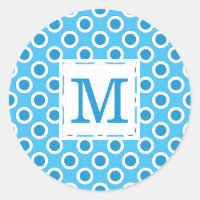 Moderne Blauwe Witte Grote Stippen Monogram